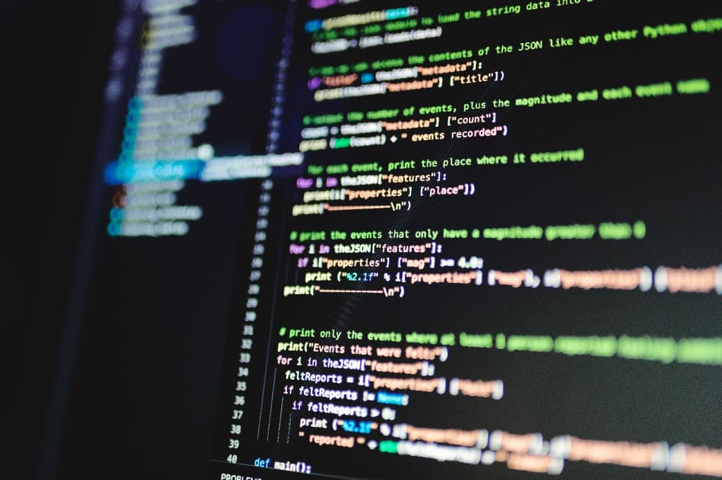 Programming code screen representing software engineering